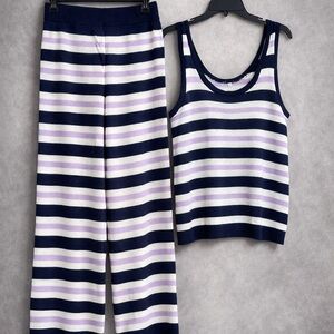 Striped Knit Tank and Pants Set